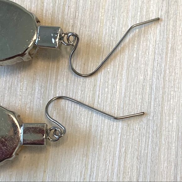 Silver Iridescent Crystal Dangle Earrings - Picture 5 of 7